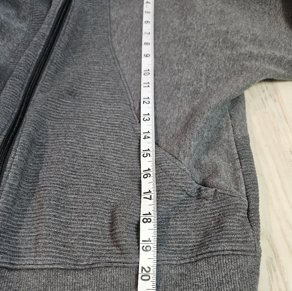 Under Armour Girls Large Gray Ribbed Fleece Full Zip Hoodie Sleeve Spellout - Picture 8 of 12